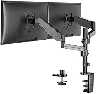 WALI Premium Dual LCD Monitor Desk Mount Fully Adjustable Gas Spring Stand for Display up to 32 inch, 17.6 lbs Capacity (GSDM002), Black