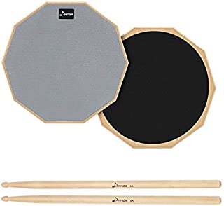 Donner Drum Practice Pad, 8 Inch Double Sided Silent Drum Pad With Drumsticks, Gray