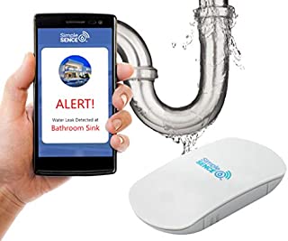 SimpleSENCE Water Leak and Freeze Detector, Smart WiFi Water and Freeze Sensor with Audible Alarm and Text & E-Mail Notification. Continuous Monitoring for Your Home and Investment Property (1 Pack).