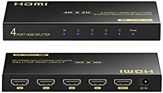 4K HDMI Splitter 1 in 4 Out, HDMI Splitter 1 Input 4 Output Support 4K 60Hz Full HD 1080P and 3D, Compatible with Xbox PS3/4 Roku Blu-Ray Player
