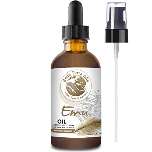 NEW Emu Oil. 4oz. Australian. Fully Refined. Organic. 100% Pure. Hair Growth Oil. Hexane-free. Reduces Inflammation. Prevents Hair Loss. Natural Moisturizer. For Hair, Skin, Nails, Stretch Marks.