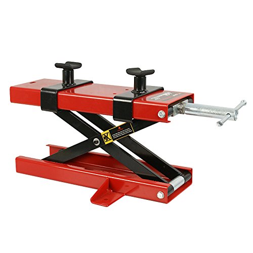 Smartxchoices Red/Black Motorcycle Jack Lift Stand 110 lbs Scissor Lift Jack ATV Motorcycle Dirt Bike Scooter Crank Stand (1100 lbs)