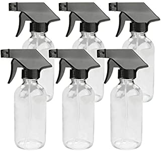 Clear Spray Bottles, Maredash Glass Storage Bottles Trigger Sprayer & Labels, Refillable Container for Water, Essential Oils, Cleaning Products, etc (8 oz, 6 Pcs)