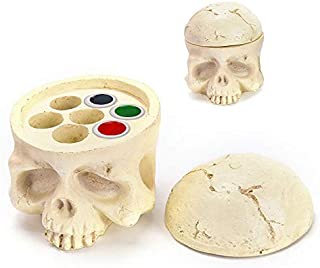 Jconly Tattoo Ink Cup Holder 7 Holes Skull Head Stand Hard Resin Tattoo Pigment Ink Cup Caps Holder Stand For Tattoo Supplies Permanent Makeup Tattoo Kit Tattoo Accessory 