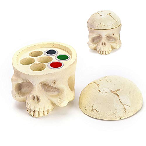 Jconly Tattoo Ink Cup Holder 7 Holes Skull Head Stand Hard Resin Tattoo Pigment Ink Cup Caps Holder Stand For Tattoo Supplies Permanent Makeup Tattoo Kit Tattoo Accessory 