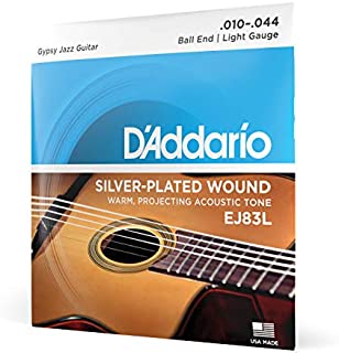 D'Addario EJ83L Gypsy Jazz Acoustic Guitar Strings, Ball End, Light, 10-44