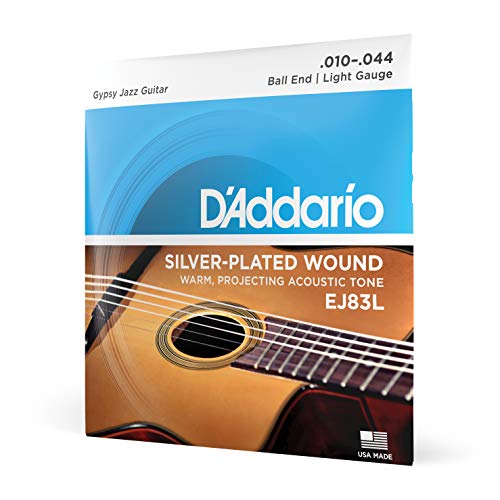 D'Addario EJ83L Gypsy Jazz Acoustic Guitar Strings, Ball End, Light, 10-44