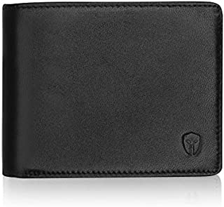 2 ID Window RFID Wallet for Men, Bifold Top Flip, Extra Capacity Travel Wallet (Black - Smooth Napa Grade a Leather, Medium)