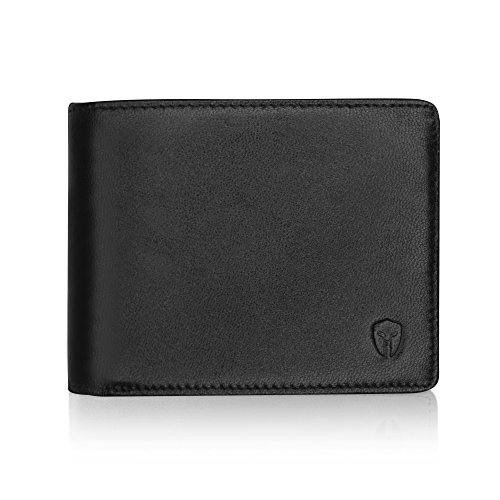 2 ID Window RFID Wallet for Men, Bifold Top Flip, Extra Capacity Travel Wallet (Black - Smooth Napa Grade a Leather, Medium)