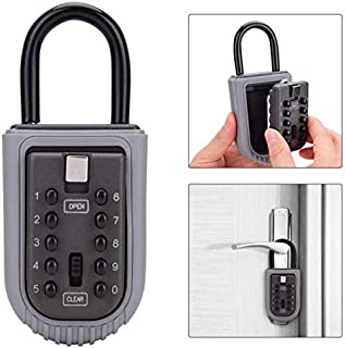 CCYX Key Lock Box,Realtor Key Lock Box Safe Lockbox 10-Digit Push Button Combination Safe Vault - Portable Outdoor Stor a Key - Door Handle or Fence Mount.