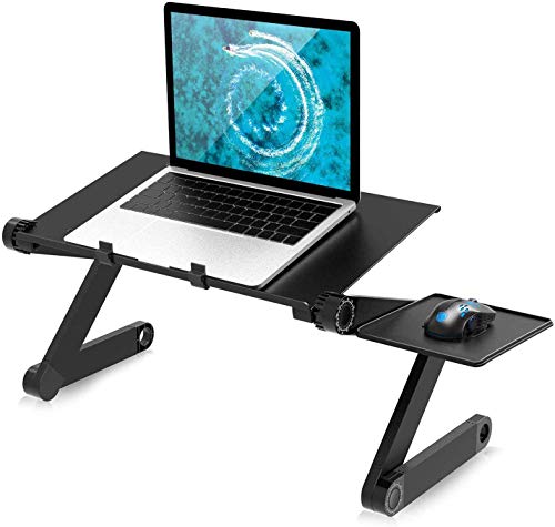 Laptop Table, Adjustable Laptop Stand for Bed Portable Lap Desk Foldable Laptop Workstation Notebook Riser with Mouse Pad Side Ergonomic Computer Tray Reading Holder TV Bed Tray Standing Sofa Desk