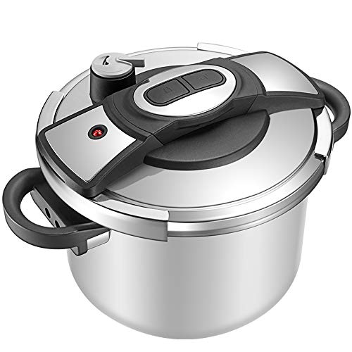 KRAMPAN One-Touch Pressure Cooker, Stainless Steel Pressure Cooker, 6 Quart Pressure Canner Cookware Dishwasher Safe, Fast Cooker for Kitchen