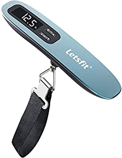 Letsfit Digital Luggage Scale, 110lbs Hanging Baggage Scale with Backlit LCD Display, Portable Suitcase Weighing Scale, Travel Luggage Weight Scale with Hook, Strong Straps for Travelers, Blue