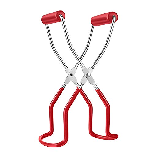 RestRelax Canning Jar Lifter | Canning Tongs with Red Rubber Grips | Stainless Jar Lifter Canning for kitchen | Canning Tongs Lifter for beginners | Safe and Secure Canning Jars lifter (1)