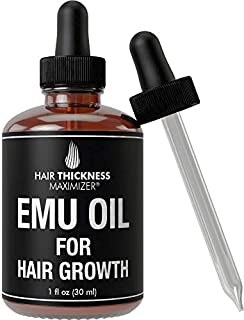 EMU Oil For Hair Growth by Hair Thickness Maximizer. Best Organic, Natural Oils Treatment with Omega 3,6,9. Stop Hair Loss Now. Hair Thickening Serum to Replenish Hair Follicles for Men and Women 1oz