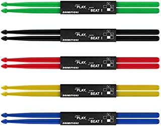 5 Pairs 5A Nylon Drum Sticks for Drummer Playing, Non-slip Durable Plastic Drumsticks