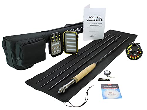 Wild Water Fly Fishing 9 Foot, 4-Piece, 5/6 Weight Fly Rod Complete Fly Fishing Rod and Reel Combo Starter Package