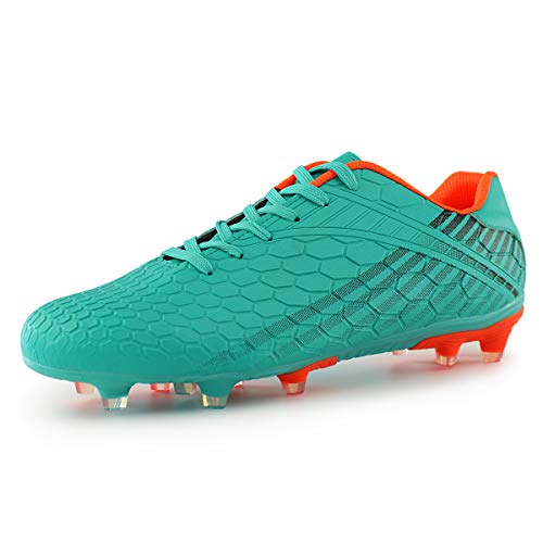 Hawkwell Men's Outdoor Firm Ground Soccer Cleats, Green PU, 8 M US