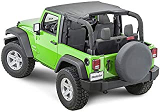 MasterTop Bimini Summer Soft Top in Black Diamond Fits 2007-2018 Jeep JK 2 and 4 Dr Wrangler|Made with True Sail Cloth Fabric|Installs with or without Factory Door Surrounds|14100335