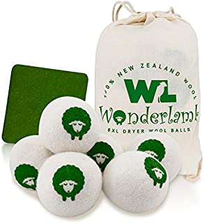 Wonderlamb Wool Dryer Balls Organic 6 Packs XL -Reusable Fabric Softener for Laundry, Anti-Static, Liquid Softener and Dryer Sheets Replacement - Unscented and Baby Safe