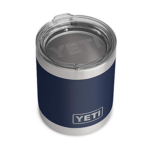 YETI Rambler 10 oz Lowball, Vacuum Insulated, Stainless Steel with Standard Lid, Navy