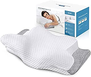 ZAMAT Adjustable Cervical Memory Foam Pillow, Odorless Neck Pillows for Pain Relief, Orthopedic Contour Pillows for Sleeping with Cooling Pillowcase, Bed Support Pillow for Side, Back, Stomach Sleeper