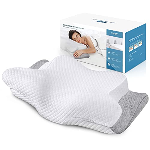 ZAMAT Adjustable Cervical Memory Foam Pillow, Odorless Neck Pillows for Pain Relief, Orthopedic Contour Pillows for Sleeping with Cooling Pillowcase, Bed Support Pillow for Side, Back, Stomach Sleeper