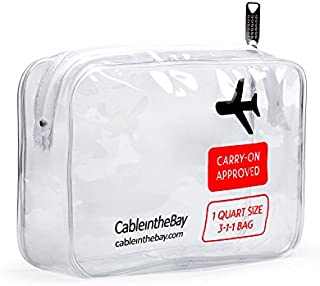 TSA Approved Clear Travel Toiletry Bag-Quart Sized with Zipper-Airport Airline Compliant Bag/Bottles-Men's/Women's 3-1-1 Kit (1PACK)