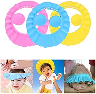 YUDIDA Baby Shower Cap Adjustable Bathing Shampoo Hat with Ear Protection, Baby Shower Cap Protect Your Baby Eyes 3PCS Children Wash Hair Foam Shield Hats