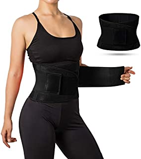 Jueachy Waist Trainer Belt for Women, Breathable Waist Cincher Trimmer Body Shaper Sweat Belt Girdle Fat Burn Belly Slimming Band for Weight Loss Fitness Workout