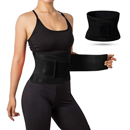 Jueachy Waist Trainer Belt for Women, Breathable Waist Cincher Trimmer Body Shaper Sweat Belt Girdle Fat Burn Belly Slimming Band for Weight Loss Fitness Workout