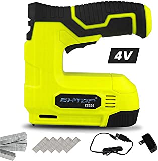 BHTOP Cordless Staple Gun, 4V Power Brad Nailer/Staple NailerElectric Staple with Rechargeable USB Charger, Staples and Brad Nails Included