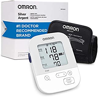 Omron Silver Blood Pressure Monitor, Upper Arm Cuff, Digital Bluetooth Blood Pressure Machine, Storesup To 80 Readings