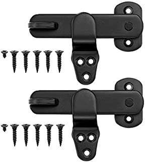 BACAZO Set of 2 Flip Gate Latch for Barn Door, Cabinet, Bar, Closet, Shed, Cabin, Garage, Sliding Doors - Rustic Style Lock - Black Cast Iron - Full Hardware Kit (2-Pack)