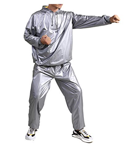 Liangzhou Fitness Sauna Suit for Men and Women, Heavy Duty Fitness Weight Loss Sweat Suits Exercise Gym Suit Anti-Rip with Hood