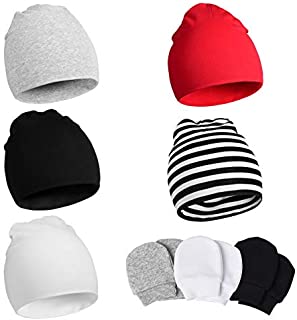 Momcozy Baby Beanie Hat, Unisex Infant Hat and Newborn Mittens 8-Pieces Set, Cotton Soft Caps and Scratch Mittens for Baby Boys Girls 0-12 Months