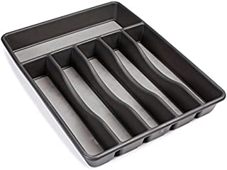 Rubbermaid No-Slip Large, Silverware Tray Organizer, Black with Gray