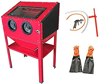 MOTOOS 60 Gallon Bench Top Air Sandblaster Cabinet Media Pressure Abrasive Blasting Red