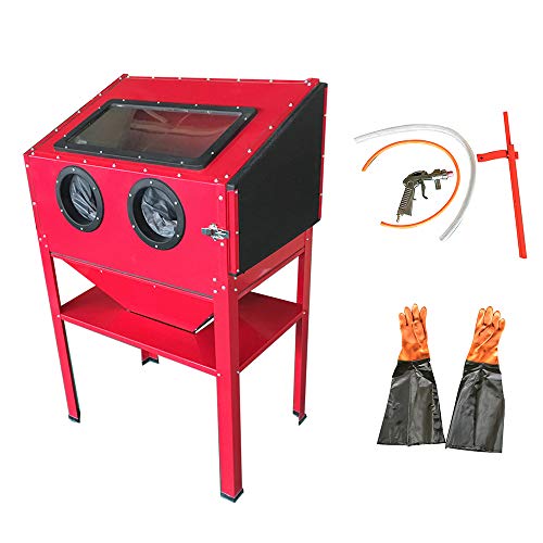 MOTOOS 60 Gallon Bench Top Air Sandblaster Cabinet Media Pressure Abrasive Blasting Red