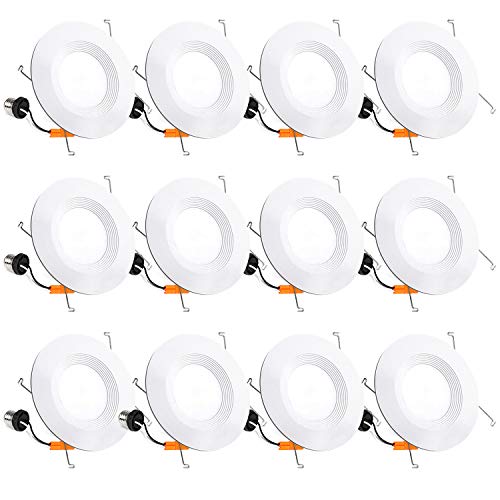 12 Pack 5/6 Inch LED Recessed Lighting, Baffle Trim, CRI90, 15W=100W, 1100lm, 5000K Daylight White, Dimmable Recessed Lighting, Damp Rated LED Recessed Downlight, ETL Listed