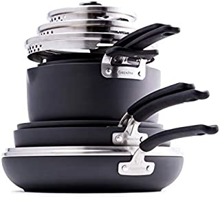 GreenPan Levels Stackable Hard Anodized Ceramic Nonstick, Cookware Pots and Pans Set, 11 Piece, Black