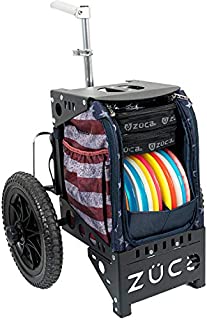 Dynamic Discs Compact Cart by ZÜCA | Disc Golf Caddy | Disc Golf Bag Insert Included | Built-in Disc Golf Seat | Two Water Bottle Holders Included (Stars and Stripes)