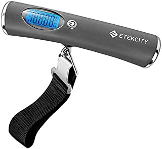 Etekcity Hanging Luggage Scales Handheld Digital, 110LB Baggage Scale for Travel with Blue Backlit LCD Display, Portable Suitcase Weight Scale with Hook, Battery Included