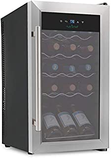 Nutrichef 15 Bottle Refrigerator-White Red Chiller Countertop Cooler-Freestanding Compact Mini Wine Fridge, w, Digital Control, Stainless Steel Door