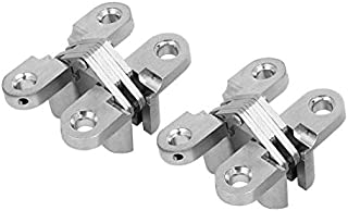 Ranbo (1 Pair) Hidden gate Hinge Stainless Steel Invisible Door Hinges Concealed Barrel Wooden Box Silver (1-3/4 inch)