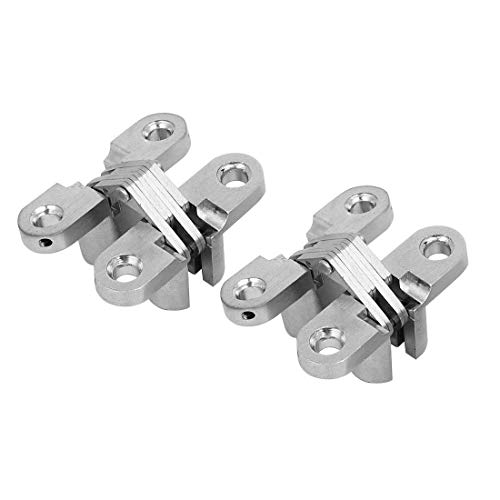 Ranbo (1 Pair) Hidden gate Hinge Stainless Steel Invisible Door Hinges Concealed Barrel Wooden Box Silver (1-3/4 inch)