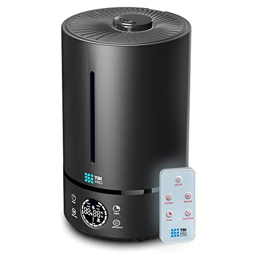 [2-IN-1] Top-Fill 6L Ultrasonic Humidifier for Large Room, Home, Baby Bedroom - Cool Mist 360° Air Nozzle - LED Display, Easy to Clean Portable Humidifiers & Upgraded Anti-Leak, Auto-Off (1.6 Gallon)