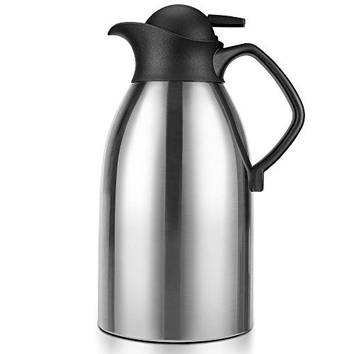 Thermal Carafe, ENLOY Stainless Steel Coffee Carafe Insulated Thermos for Keeping Hot 12 Hour Heat Retention, Double Walled Vacuum for Coffee, Hot Water, Tea, Beverage, 2L (68 Oz)