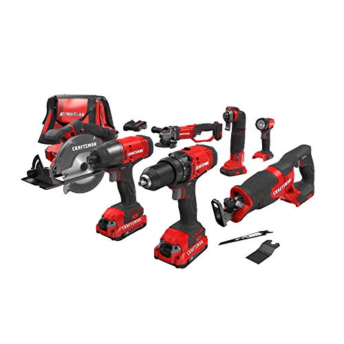 CRAFTSMAN V20 Cordless Drill Combo Kit, 7 Tool (CMCK700D2)