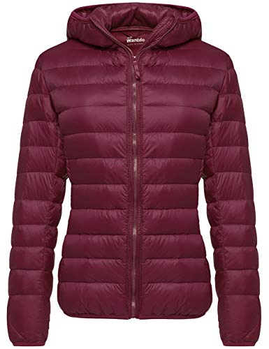 Wantdo Women's Plus Size Packable Ultra Light Weight Down Coat Wine Red X-Large